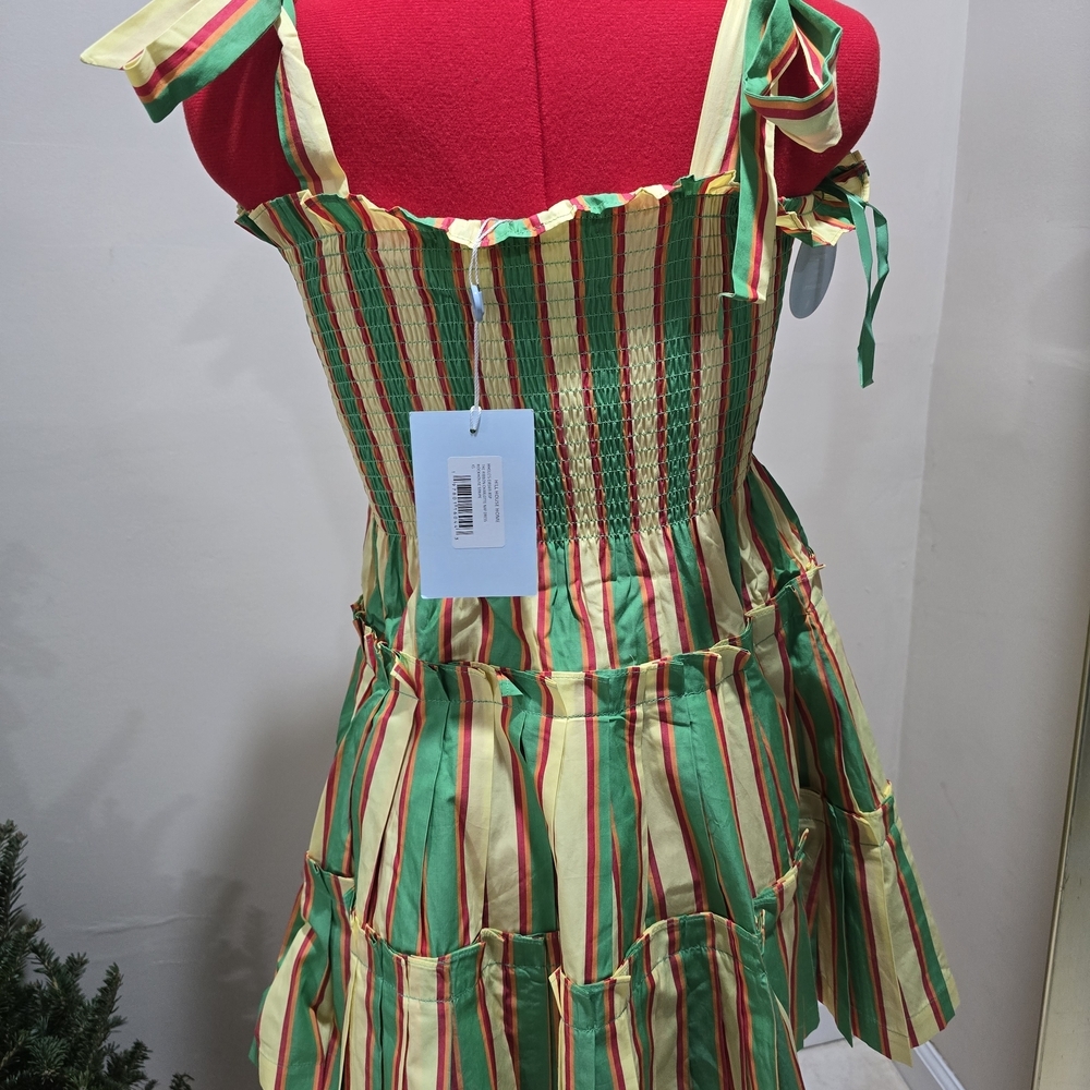 Hill House Green and Yellow Striped Mini Dress - Picture 6 of 9